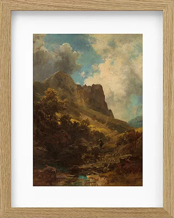 Carl Spitzweg – Talschlucht mit Sennerin 1875 | Giclée Kunstdruck gerahmt