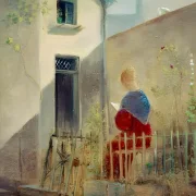 Carl Spitzweg | Frau im Garten - 1860 | Gerahmter Kunstdruck | Romantik | formida