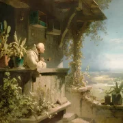 Carl Spitzweg | Mistænkelig røg - 1860 | Indrammet kunsttryk | Romantik | formida