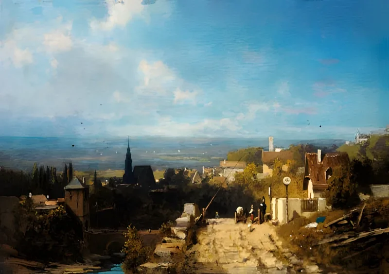 Carl Spitzweg | Uden for byen - 1875 | Indrammet kunsttryk | Romantik | formida