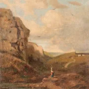 Carl Spitzweg | Kleine Landschaft mit Sennerin - 1870 | Gerahmter Kunstdruck | Romantik | formida
