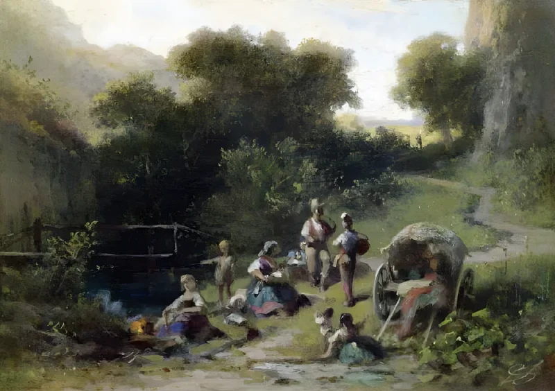 Carl Spitzweg | Sigøjnerlejr - 1875 | Indrammet kunsttryk | Romantik | formida