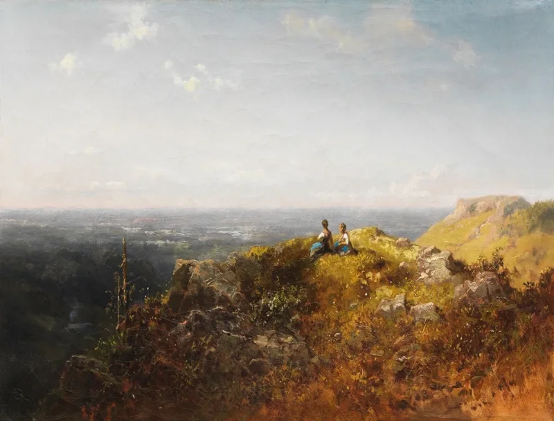 Carl Spitzweg – Zwei Dirndl auf der Alm 1870 | Giclée Kunstdruck gerahmt