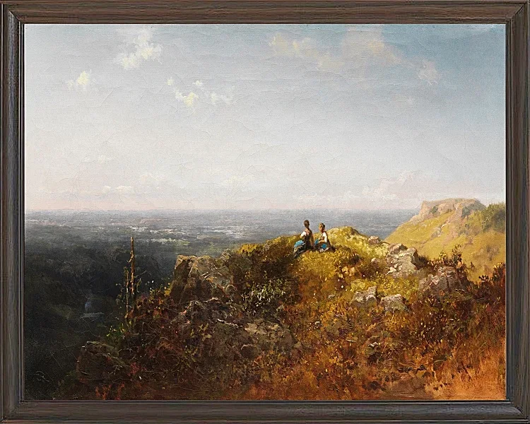 Carl Spitzweg – Zwei Dirndl auf der Alm 1870 | Giclée Kunstdruck gerahmt