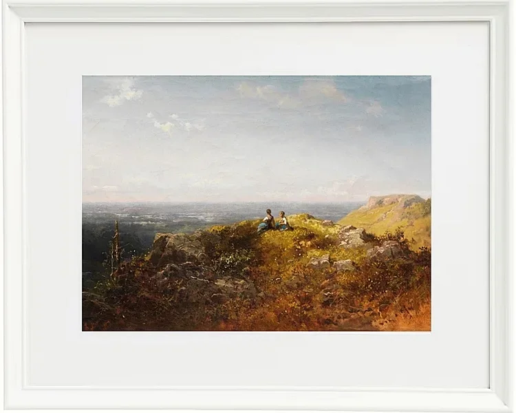 Carl Spitzweg – Zwei Dirndl auf der Alm 1870 | Giclée Kunstdruck gerahmt