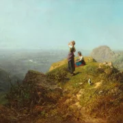 Carl Spitzweg – Zwei Mädchen auf einer Alp 1860 | Giclée Kunstdruck gerahmt