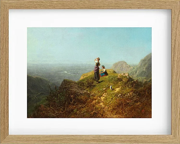 Carl Spitzweg – Zwei Mädchen auf einer Alp 1860 | Giclée Kunstdruck gerahmt