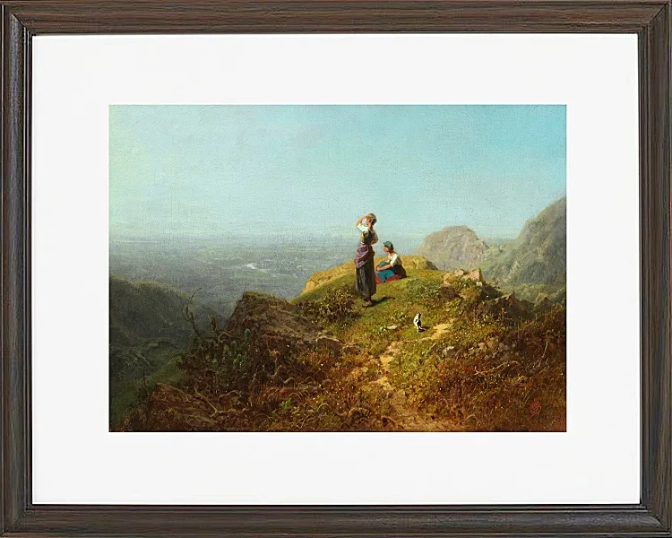 Carl Spitzweg – Zwei Mädchen auf einer Alp 1860 | Giclée Kunstdruck gerahmt