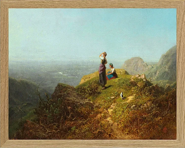 Carl Spitzweg – Zwei Mädchen auf einer Alp 1860 | Giclée Kunstdruck gerahmt