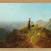 Carl Spitzweg – Zwei Mädchen auf einer Alp 1860 | Giclée Kunstdruck gerahmt