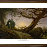 Caspar David Friedrich | Zwei Männer betrachten den Mond  - 1825 | Gallery Edition | Gerahmter Kunstdruck | Romantik