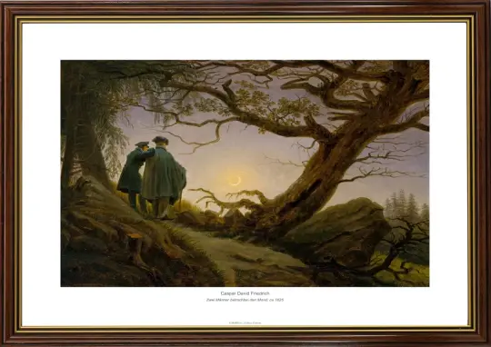 Caspar David Friedrich | Zwei Männer betrachten den Mond  - 1825 | Gallery Edition | Gerahmter Kunstdruck | Romantik