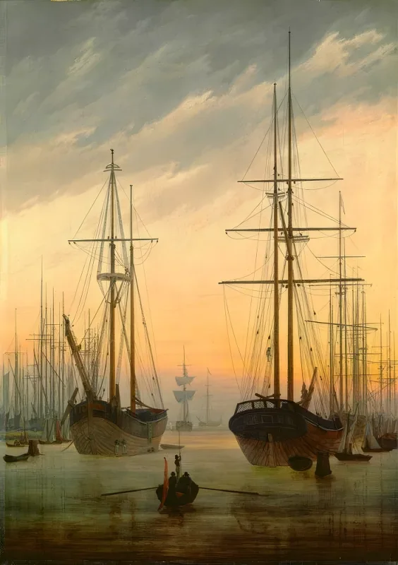 Caspar David Friedrich | Ansicht eines Hafens - 1815 | Gerahmter Kunstdruck | Romantik | formida