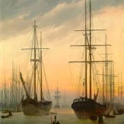 Caspar David Friedrich | Ansicht eines Hafens - 1815 | Gerahmter Kunstdruck | Romantik | formida