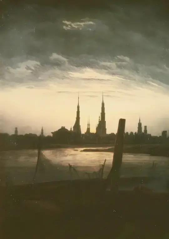 Caspar David Friedrich | By ved måneopgang - 1825 | Indrammet kunsttryk | Romantic | formida