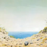 Caspar David Friedrich | Udsigt gennem en lavning i kystlinjen mod havet - 1824 | Indrammet kunsttryk | Romantic | formida