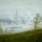Caspar David Friedrich | Elbe-flodbåd i den tidlige morgentåge - 1821 | Indrammet kunsttryk | Romantic | formida