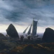 Caspar David Friedrich | Fiskerbåd blandt kampesten på Østersøstranden - 1830 | Indrammet kunsttryk | Romantic | formida