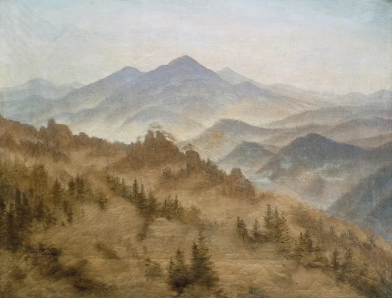 Caspar David Friedrich | Bjerge i den stigende tåge - 1835 | Indrammet kunsttryk | Romantic | formida