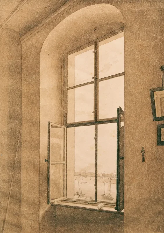 Caspar David Friedrich | Blick aus dem Atelier des Künstlers in Dresden - 1805 | Gerahmter Kunstdruck | Romantik | formida