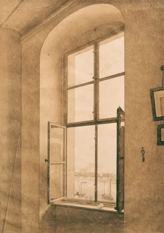 Caspar David Friedrich | Udsigt fra kunstnerens atelier i Dresden - 1805 | Indrammet kunsttryk | Romantic | formida