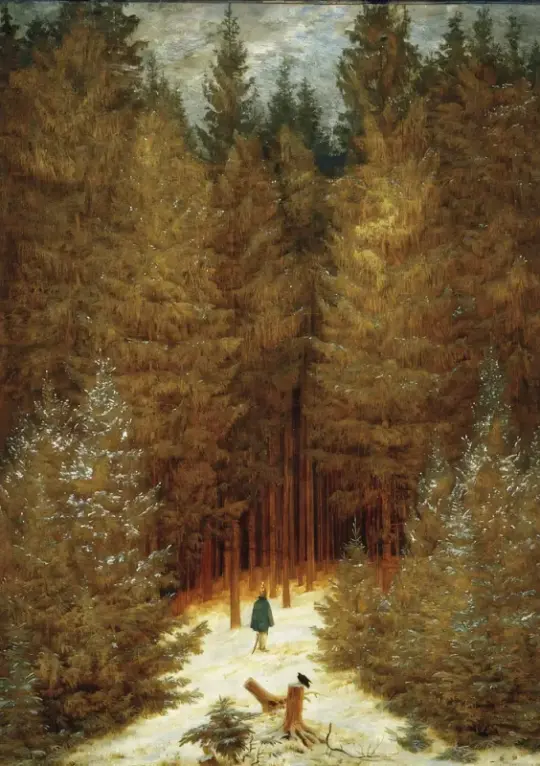 Caspar David Friedrich | En snedækket granskov - 1814 | Indrammet kunsttryk | Romantic | formida
