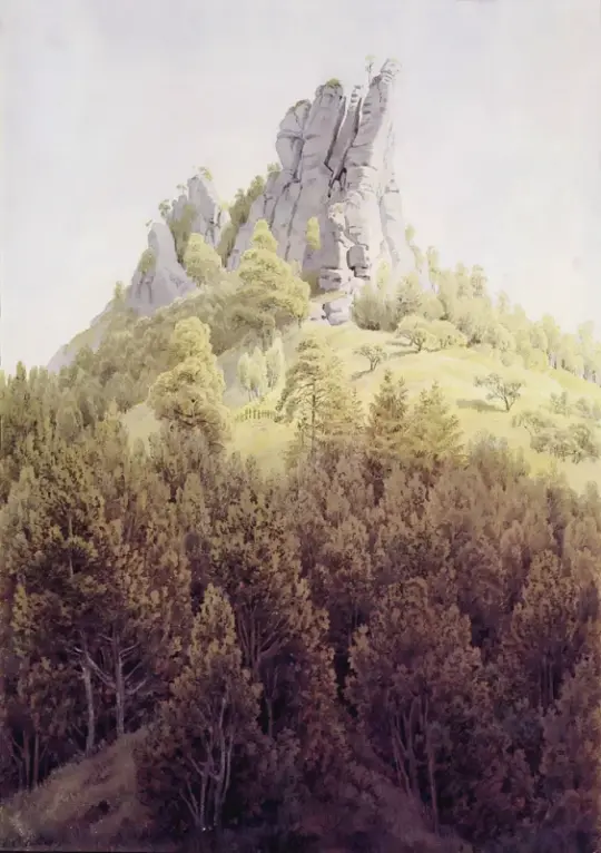 Caspar David Friedrich | Heldstein nær Rathen ved Elben - 1828 | Indrammet kunsttryk | Romantic | formida