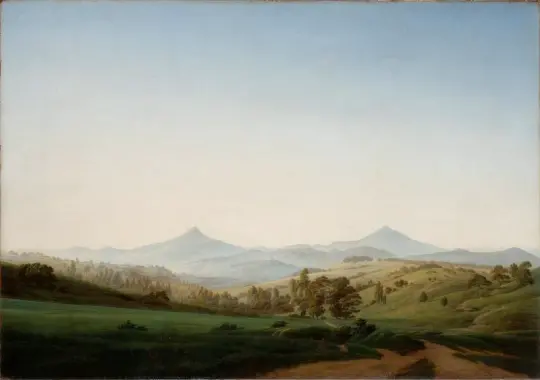 Caspar David Friedrich | Bøhmisk landskab med Milleschauer-bjerget - 1808 | Indrammet kunsttryk | Romantic | formida