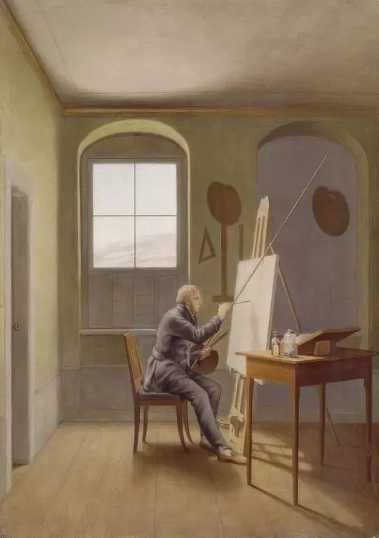 Caspar David Friedrich | Caspar David Friedrich i sit atelier - 1811 | Indrammet kunsttryk | Romantic | formida