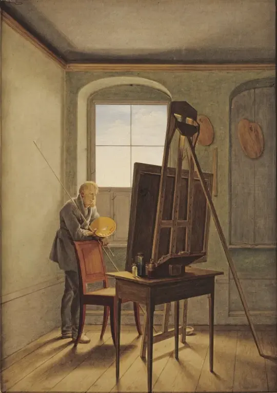 Caspar David Friedrich | Caspar David Friedrich i sit atelier - 1812 | Indrammet kunsttryk | Romantic | formida
