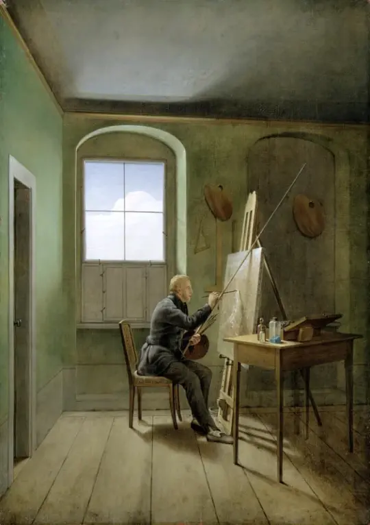 Caspar David Friedrich | Caspar David Friedrich i sit atelier - 1810 | Indrammet kunsttryk | Romantic | formida