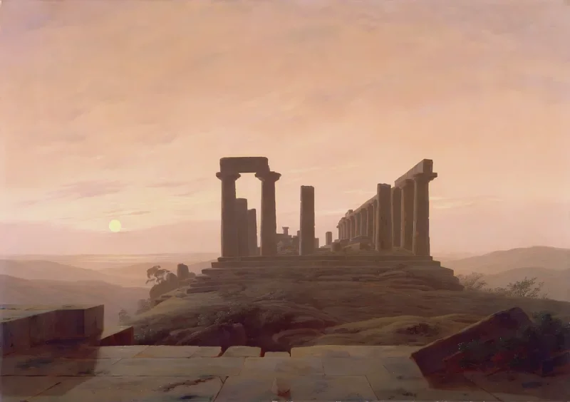Caspar David Friedrich | Juno-templet i Agrigento - 1829 | Indrammet kunsttryk | Romantic | formida