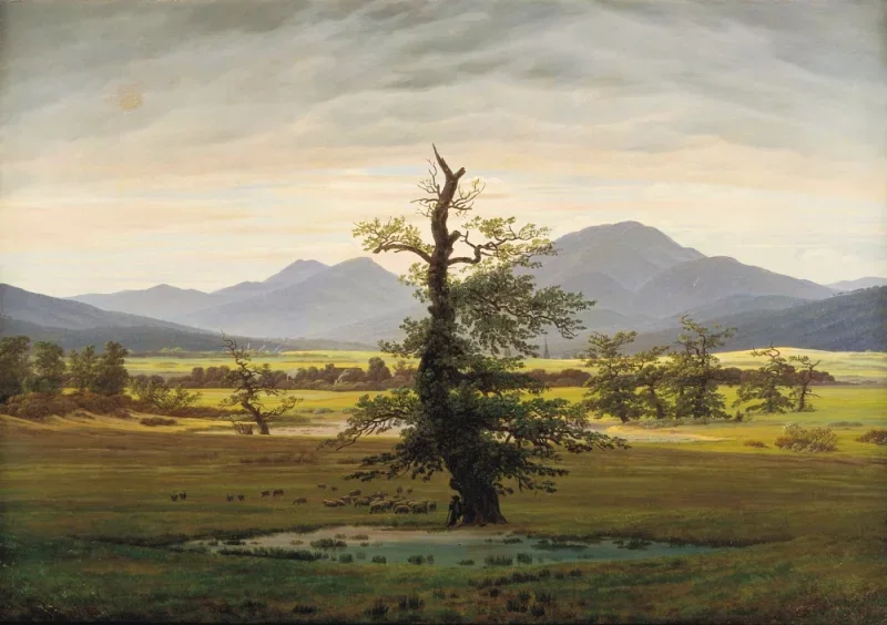 Caspar David Friedrich | Landsbylandskab i morgenlyset - 1822 | Indrammet kunsttryk | Romantic | formida