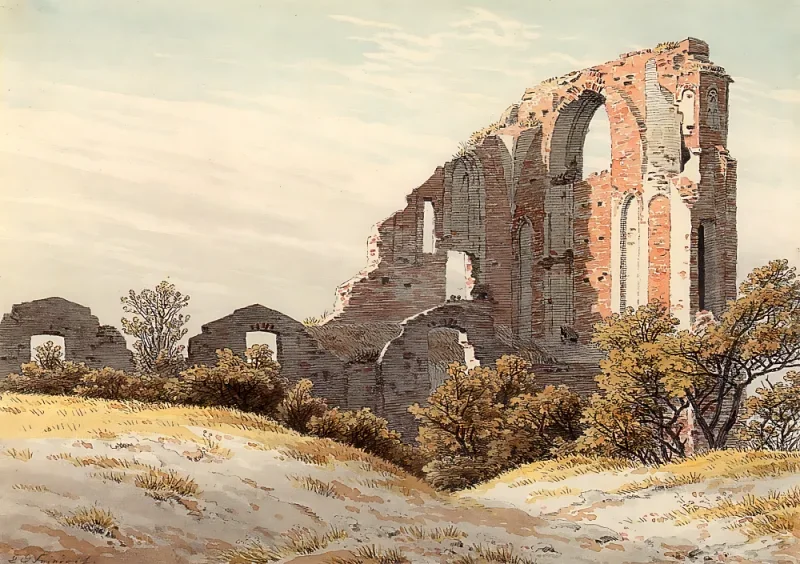 Caspar David Friedrich | Ruinerne af Eldena - 1825 | Indrammet kunsttryk | Romantic | formida