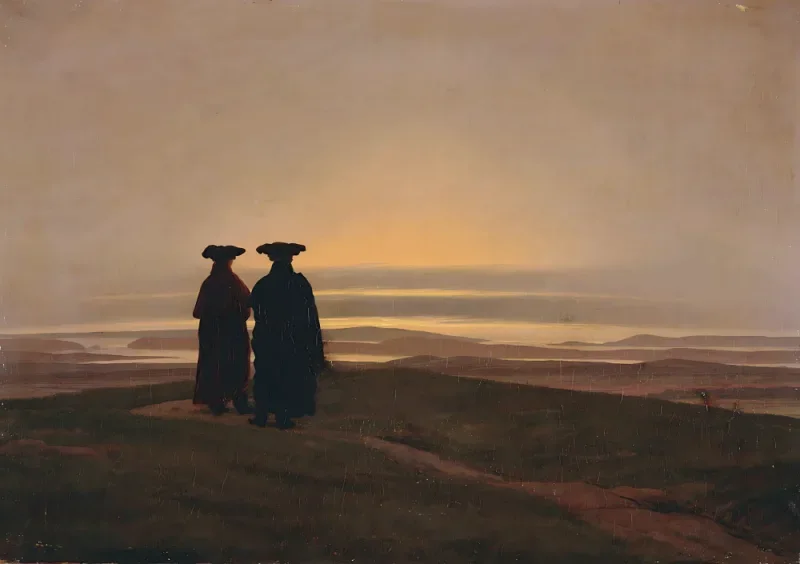Caspar David Friedrich | Sonnenuntergang - 1830 | Gerahmter Kunstdruck | Romantik | formida