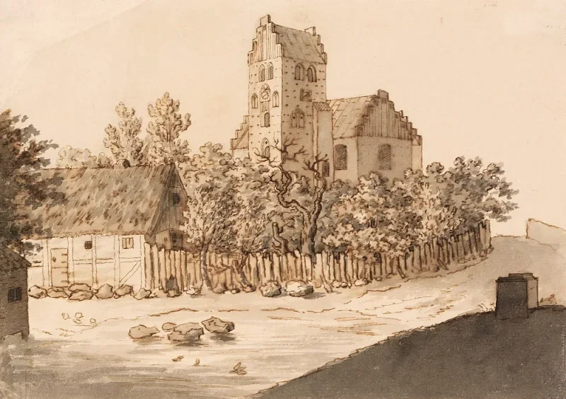 Caspar David Friedrich | Lyngby Kirke - 1795 | Indrammet kunsttryk | Romantic | formida