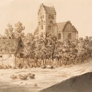 Caspar David Friedrich | Lyngby Kirke - 1795 | Indrammet kunsttryk | Romantic | formida