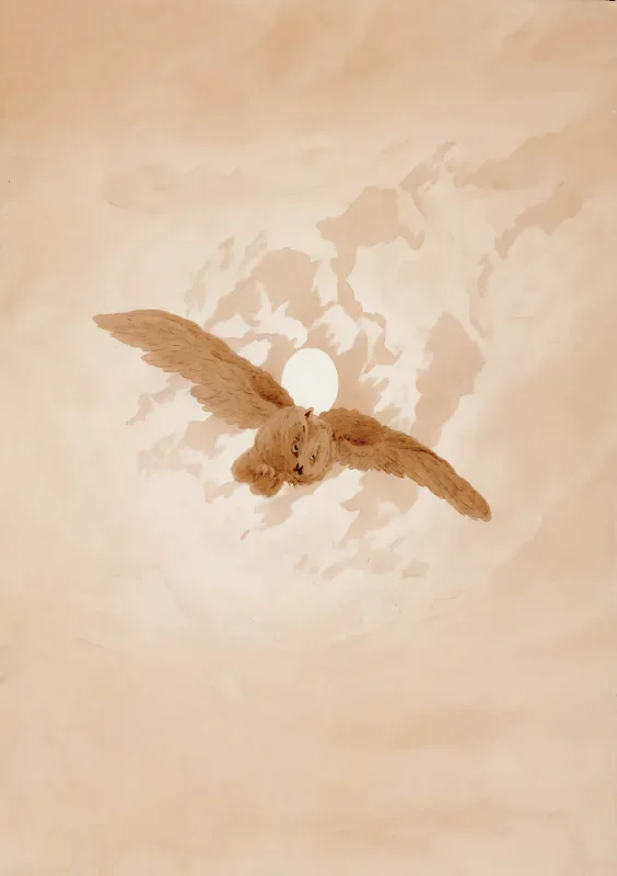 Caspar David Friedrich | Eule fliegt im mondbeschienenen Himmel - 1836 | Gerahmter Kunstdruck | Romantik | formida