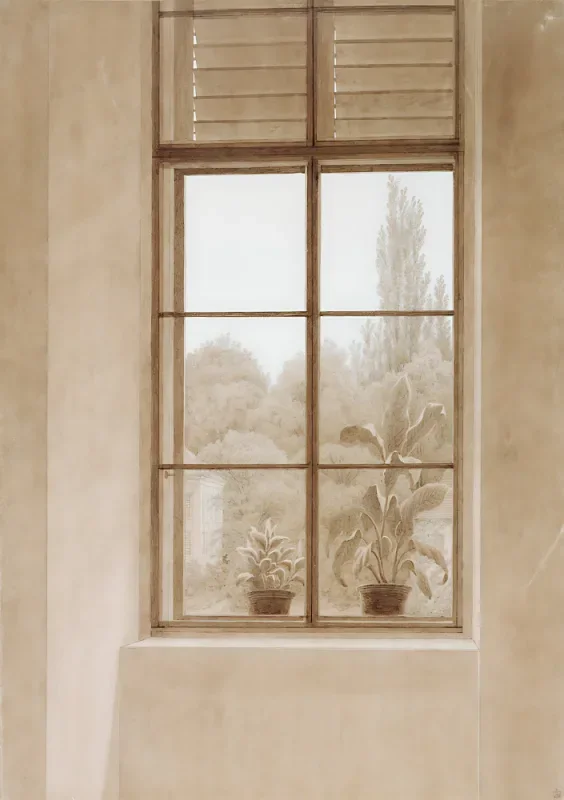 Caspar David Friedrich | Fenster mit Blick auf den Park - 1810 | Gerahmter Kunstdruck | Romantik | formida