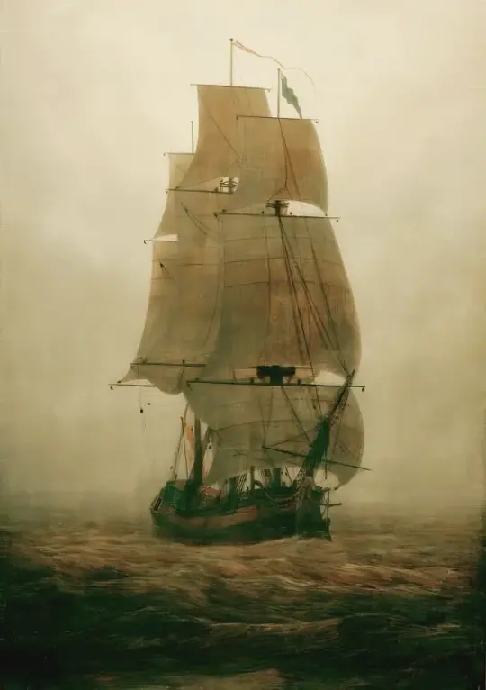 Caspar David Friedrich | Sejlskib i tågen - 1815 | Indrammet kunsttryk | Romantic | formida
