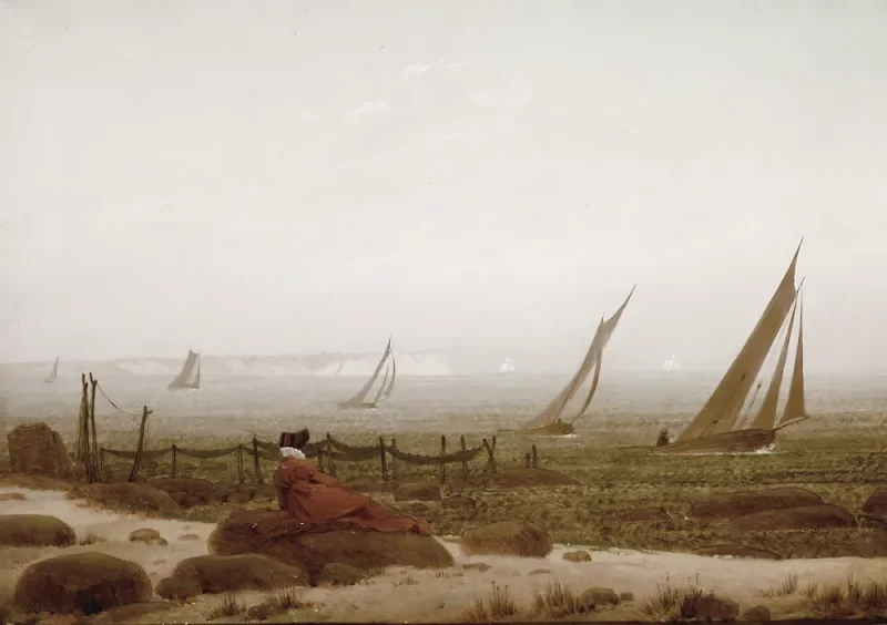 Caspar David Friedrich | Kvinde på stranden i Rügen - 1818 | Indrammet kunsttryk | Romantic | formida