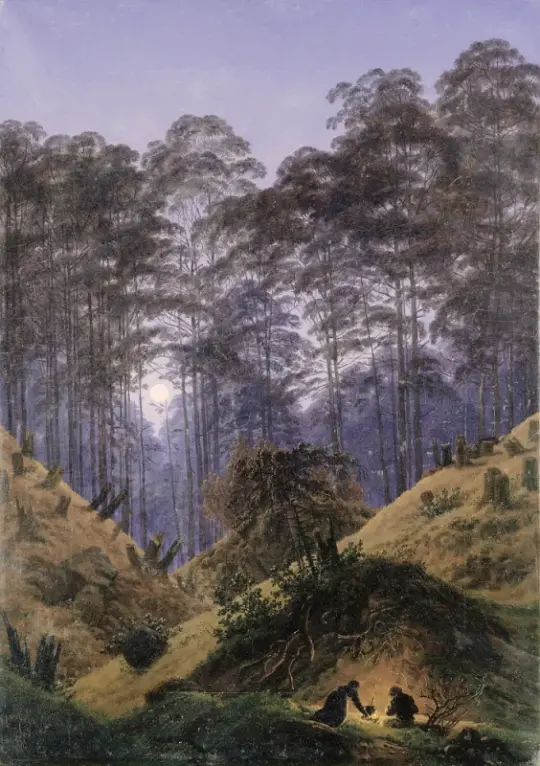 Caspar David Friedrich | I skoven i måneskin - 1823 | Indrammet kunsttryk | Romantic | formida