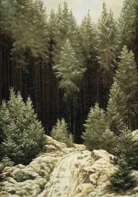 Caspar David Friedrich | Tidlig sne - 1827 | Indrammet kunsttryk | Romantic | formida