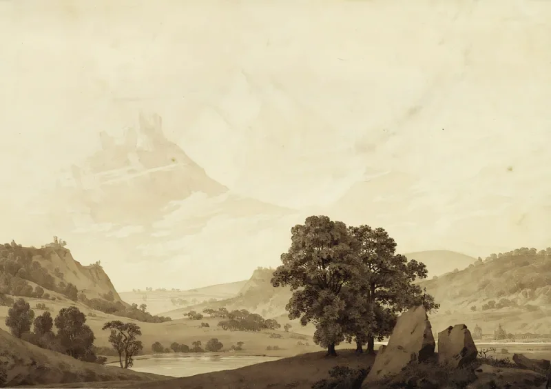 Caspar David Friedrich | Efterår, aften, modenhed fra årstidernes cyklus - 1803 | Indrammet kunsttryk | Romantic | formida