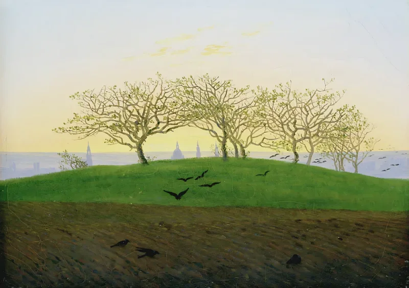 Caspar David Friedrich | Hügel und gepflügte Felder bei Dresden - 1825 | Gerahmter Kunstdruck | Romantik | formida