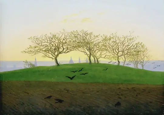 Caspar David Friedrich | Hügel und gepflügte Felder bei Dresden - 1825 | Gerahmter Kunstdruck | Romantik | formida