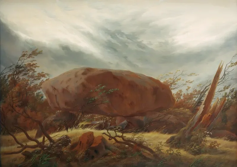 Caspar David Friedrich | Megalitisk grav i efteråret - 1820 | Indrammet kunsttryk | Romantic | formida