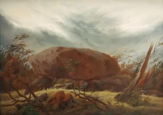 Caspar David Friedrich | Megalitisk grav i efteråret - 1820 | Indrammet kunsttryk | Romantic | formida