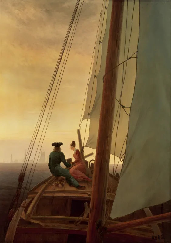 Caspar David Friedrich | An Bord eines Segelschiffs - 1819 | Gerahmter Kunstdruck | Romantik | formida
