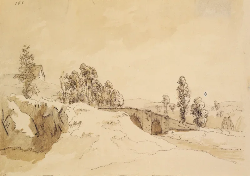 Caspar David Friedrich | Landskab med bro - 1799 | Indrammet kunsttryk | Romantic | formida
